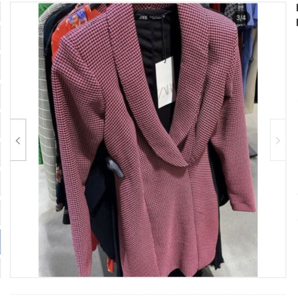 ZARA PINK & BLACK FULLY LINED HOUNDSTOOTH BLAZER DRESS - Picture 5 of 15